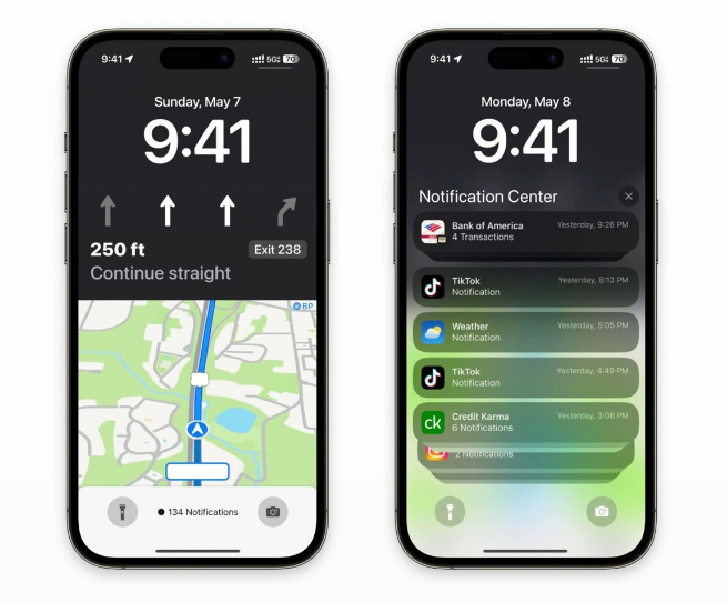 双阳苹果维修服务分享iOS17锁屏地图导航半屏显示长什么样 